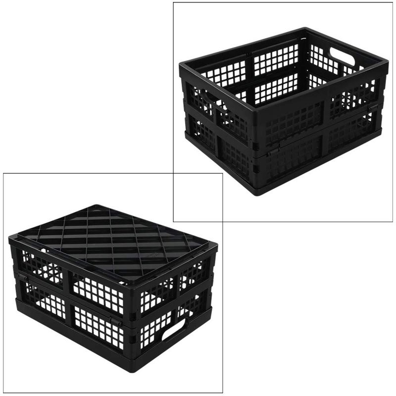 Lesbin 3-Pack 15 L Plastic Folding Storage Baskets, Collapsible Storage Crates, Black - Image 2